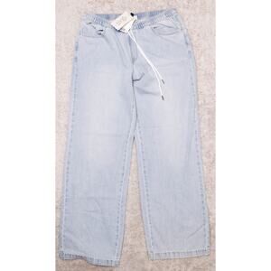 H&M Wide Leg Pull On Blue Wash Denim Pants Jeans Womens Size M NWT
